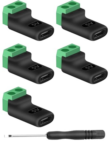 GELRHONR USB C Fmale to 2Pin Screw Terminal Adapter, 5V Type C to 2 Pin Solderless Converter Connector for DIY, USBC Repairment and Small Appliances, 4Pack