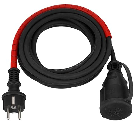REV Verlängerungskabel 5m - mit Kabelschutz, Outdoor, 3600W, IP44, schwarz