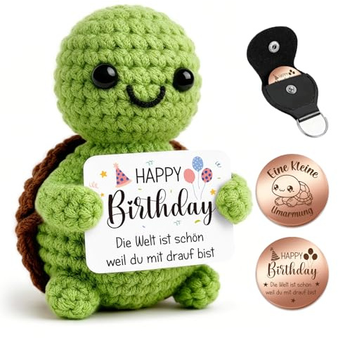 Giftota Geburtstagsgeschenk Frauen & Männer - Pocket Hug - Positive Schildkröte - Glücksbringer & Mutmacher - Geschenke für Freundin, Kollegen, Papa, Mama, Opa, Oma, Bruder, Schwester