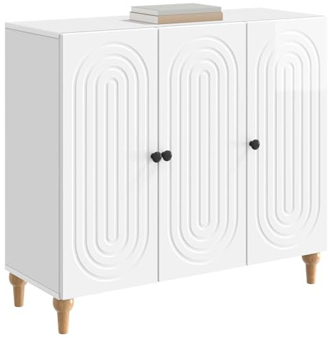 vidaXL Sideboard Hochglanz Weiß 89 x 34,5 x 80 cm Holzwerkstoff, Wohnzimmer, moderner Schrank, stylische Aufbewahrung, rechteckiges Design, praktische Organizer für Dein Zuhause