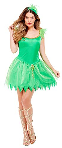 Smiffys, Damen Waldfee Kostüm, Kleid, Haarschmuck und Flügel, Größe: S, 22154