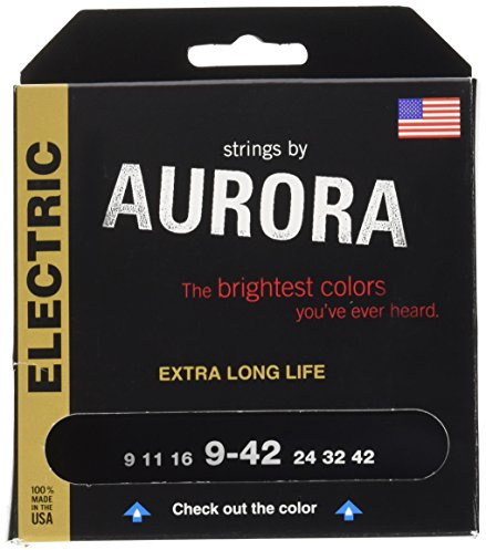 Aurora Premium Color cuerdas para guitarra eléctrica, morado, 9 – 42