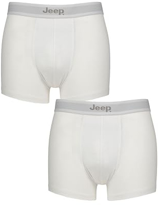 Jeep Mens 2 Pack Plain Fitted Hipster Trunk Cotton Boxer Shorts