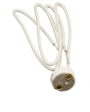 Leviton Miniature Bi-Pin Base Ceramic Body G4, G6.35, GY6.35, GX5.3 MR16 GZ4 MR11 Halogen Incandescent Lampholder, 80054, White
