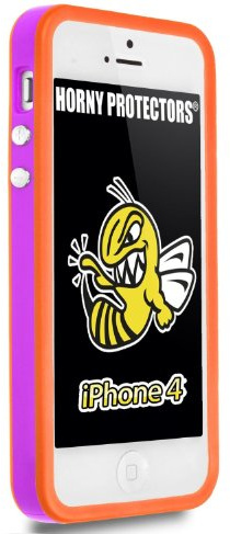 Horny Protectors Bumper für Apple iPhone 4 lila/orange mit Metallbutton