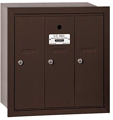 Salsbury Industries Recessed mounted Vertical Mailbox with USPS Access and 3 porte, 3503ZRU