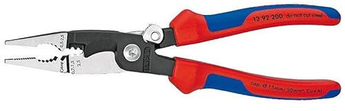 KNIPEX Elektro-Installationszange auf SB-Karte mit Mehrkomponenten-Hüllen schwarz atramentiert 200 mm, 13 92 200 SB