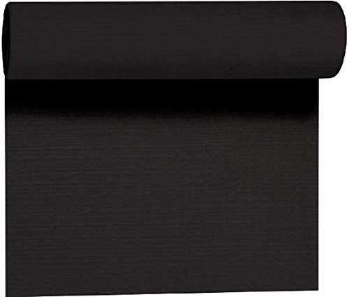 Duni Tête-à-Tête-Tischläufer aus Evolin alle 1,20 m lang perforiert, Uni black, 41 x 2400 cm