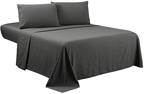 Sfoothome 4-Piece Bed Linen Set, Queen, Deep Gray, 1800 Series, Wrinkle & Fade Resistant, Deep Pocket, Luxury Brushed Microfiber Bed Sheets Set