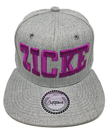 Outfitfabrik ♥ Snapback Cap Stickerei Zicke in grau mit 3D Stick in Magenta