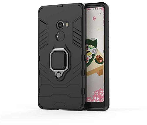 Xiaomi Mi Mix 2 Funda, MHHQ 2in1 Armadura Combinación A Prueba de Choques Heavy Duty Escudo Cáscara Dura PC + TPU Silicona con Soporte Magnetic Car Mount Case Cover para Xiaomi Mi Mix 2 -All Black