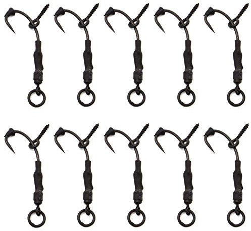 Pack of 10 Phoxinus Ronnie Rigs All black with Teflon coated phoxinus hooks. Hair rigs for carp fishing