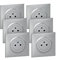 LEGRAND - Prise Electrique Murale 16A avec Terre dooxie Surface + Plaque Carrée - Prise 2P + T Affleurante avec Fond Rétractable - Fabriqué En France - Alu - Lot de 6