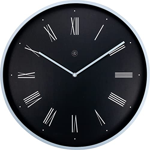 Nextime Felix Wanduhren, Metall und Kunststoff, Schwarz, 38.4 cm