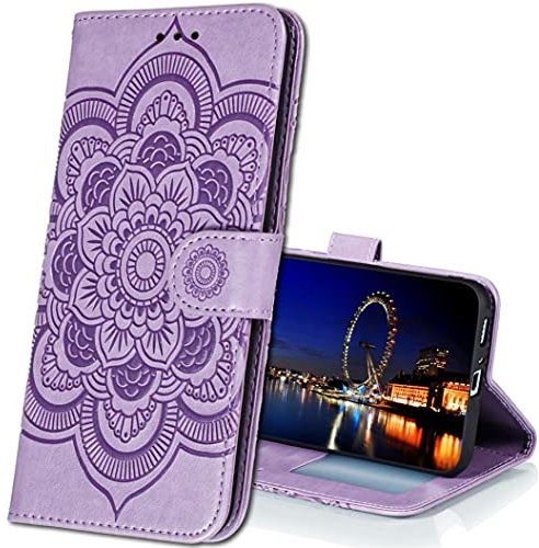 MRSTER Huawei P Smart Z Custodia Flip, Goffratura Design Case in PU Pelle Internamente Silicone TPU Cover Portafoglio Cover Premium Custodia per Huawei P Smart Z. LD Mandala Purple