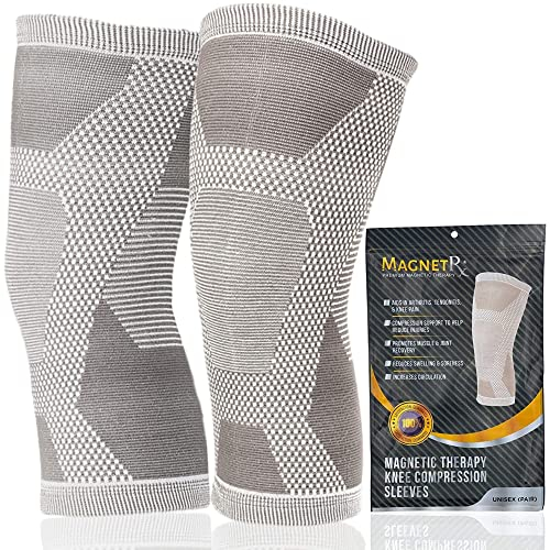 MagnetRX® – Magnet Kniebandage Kompressionsstrümpfe (2er-Pack), Knieschoner für Damen und Herren, Knie Bandage mit Magneten zur Erholung (Größe M)
