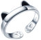 Yumilok Damenring schwarz Katze Ohr Pfotenabdruck Ring Ehering Verlobungsring Freundschaftsring Lifestyle-Ring 925 Sterling Silber verstellbar