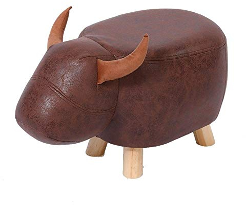 XBSLJ Tierhocker Hocker Tierhocker in Tierform mit Sitzbänken aus Holz und Leder zum Tragen von Schuhen Ottoman D1112 (Farbe: Braune Kuh)