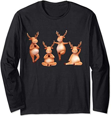 Weihnachten Rentier Yoga Posen Urlaub Winter Gymnastik Langarmshirt