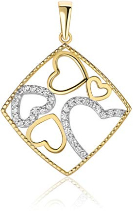 PRINS JEWELS 14 Karat Bicolor Herz Anhänger 585 Gold mit Zirkonia Steinen
