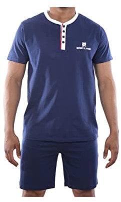 Serge Blanco Homme Serge Blanco Pyjama Ser/1/Enc Ensemble de pijama, Bleu, L