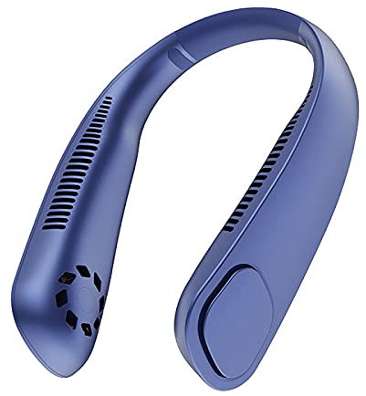Portable Neck Fan - 9000mAh Rechargeble Personal Fan 3 Speeds and 360°Cooling Hanging USB Mini Fan, Wearable Necklance Small Fan,Blue