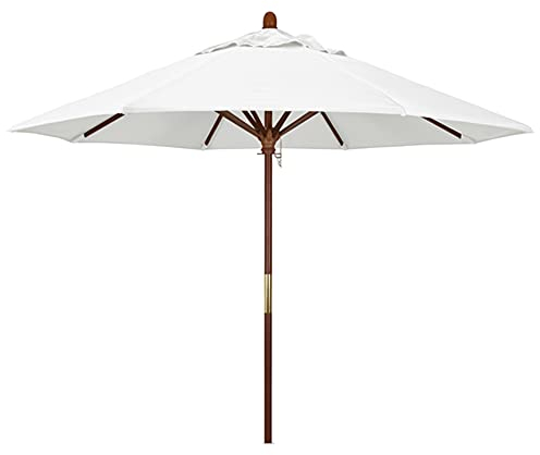 YXW Sonnenschirm 210cm Sonnenschutz UV50+ Gartenschirm Marktschirm Terrassenschirm Strandschirm Holz mit 8 stabilen Rippen, weißer (ohne Sockel)