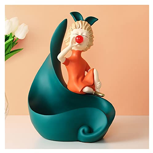 MESURE Cookie Jar Candy Teller Aufbewahrungsbox, Herzstück Schmuck Tablett Key Bowl Organizer Tablett, Kreative Idee Geschenk für Frauen Geburtstag, Mode Schlag Bubble Mädchen Statue (Color : Green)