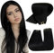 Hetto Extensions Tressen Echthaar zum Einnähen Echthaar Tressen Extensions Schwarz Tressen Extensions Remy Echte Haar Glatt #1 40cm 80g