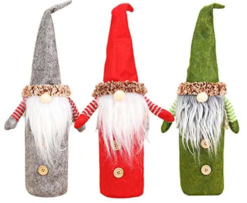 3 Pack Weihnachten Flaschen Deko Flaschenüberzug, Weihnachten Flaschetasche Wein Flasche Flaschendeko Geschenkverpackung Für Flaschen, Weihnachtsmann Hut Flaschebeutel Für Party Restaurant