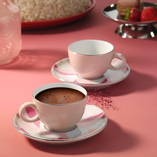 Kütahya Porselen Juego de tazas Zeugma, 4 tazas de café de porcelana para 2