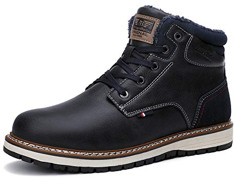 AX BOXING Botas Hombre Invierno Cálido Forradas Botines Moda Botas Nieve Antideslizante Zapatos Invierno Tamaño 41-46 EU(Azul amarillo, 44 EU)
