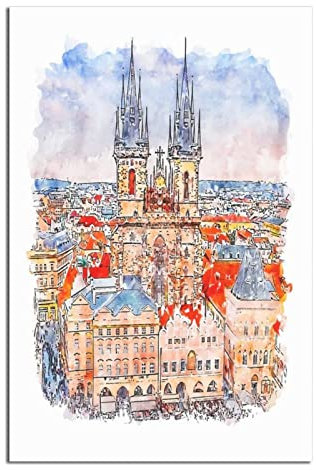 Vintage Reiseposter Prag Leinwand Wandkunst Poster Dekor Malerei Poster
