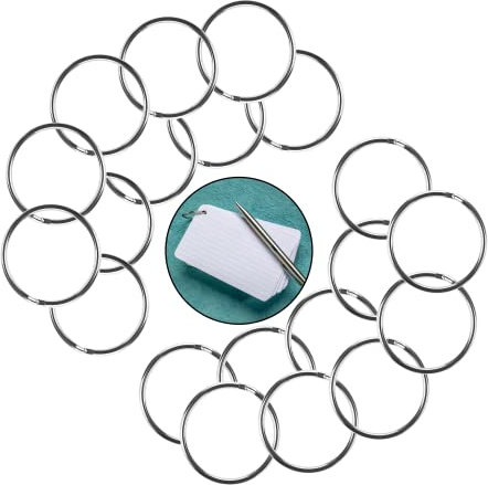 fancility® Karteikarten-Ringe perfekte Größe & leicht zu öffnen, Metallringe für Ringbuch, lose Blätter Warenring Heftring 19mm (20 Stück)