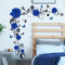 HGDESIGN® Wandtattoo Wandaufkleber Rot Rosen Blumenranke Wohnzimmer Schlafzimmer Wandsticker Wandbild Wanddeko Selbstklebend (Blau)