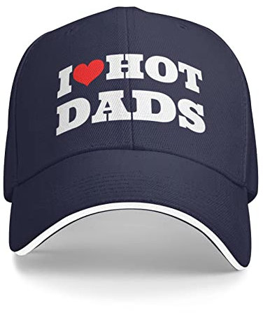 „I Love Hot Dads I Heart Hot Dads Gifts Baseballmütze für Herren Cowboyhut Damen-Truckerhut Sonnenhut Papamütze Schwarz