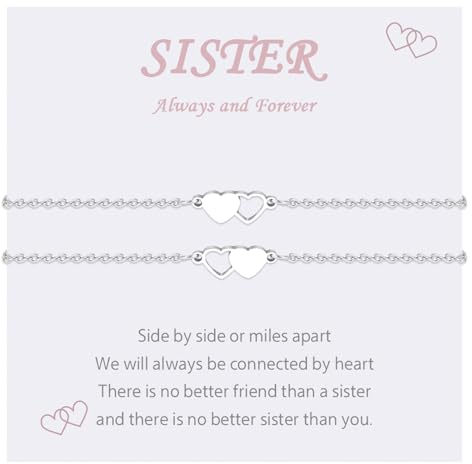 MANVEN 2/3 Stück Schwester Armband Schwester Geschenk Passende Armbänder für Schwestern Herz Armband aus 316L Edelstahl Geschenk für Große Schwester Schwester Geburtstag Kinderarmband