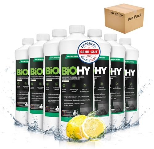 BiOHY Wischroboter Reiniger für Station mit Frischeduft (9 x 1L) | Bodenreiniger Wischroboter & Reinigungsmittel für Saugwischer und Saugroboter Konzentrat für Parkett, Fliesen & Hartböden