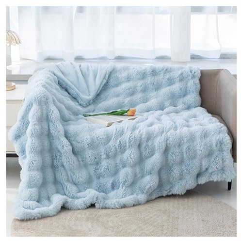 Ergocar Couverture, Plaid Fausse Fourrure de Lapin, Couverture de Décoration Intérieure, Chaude Plaid Double Face Doux pour Domicile, Les Voyages et Le Camping en Plein Air