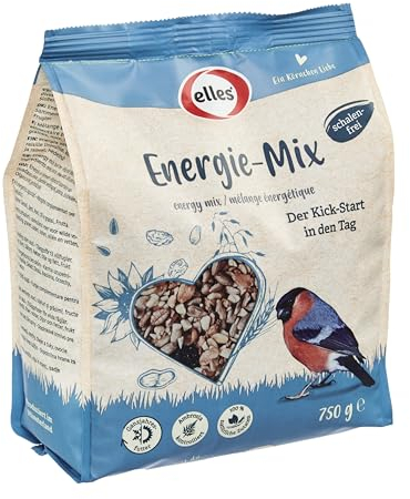 Elles Energie-Mix 5 x 750g | Futter für Wildvögel I 100% Natürlich I Ganzjahresfütterung | Energiereich & schalenfrei für Terrasse, Balkon & Garten
