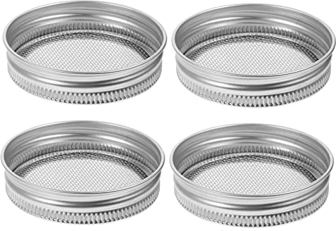 HOMSFOU 4 Stück Jar Sprout Deckel Sprossen-set Sprießende Schirmdeckel Sprossenmacher Keimdeckel Für Einmachgläser Sprossenglas Mesh-deckel Konserven Gittergewebe Rostfreier Stahl
