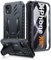FNTCASE for iPhone XR Phone Case: Military Grade Full Protection Shockproof Hard Phonecase with Kickstand - Rugged Protective Cases Matte Textured Drop Proof Heavy Duty Cover - Black