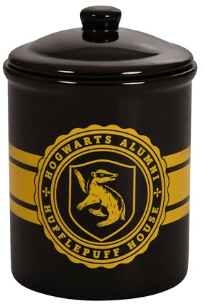 Elbenwald Harry Potter Hogwarts Alumni Keksdose Hufflepuff - 2,5 x 21,5 x 12,5 cm - mit Dachs Wappenmotiv Keramik