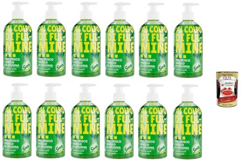 12x Svelto Green Lemon, Geschirrspülmittel, Limited Edition, mit Zitronensaft, Spülmittel mit Zitrusduft, praktische Flasche mit Spenderverschluss, 450 ml+ Italian Gourmet Polpa 400g
