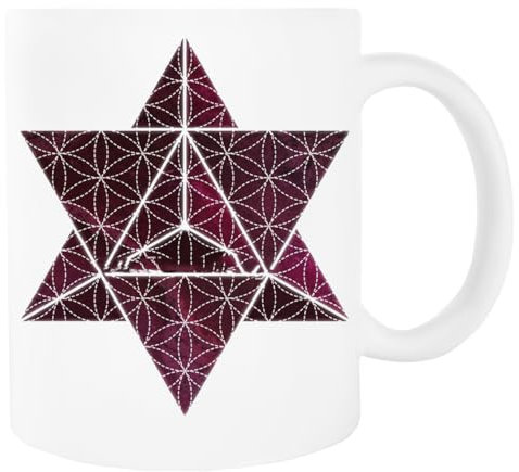Merkaba Y Flor De La Vida Blanca Taza De Cerámica Para Beber