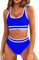 GRMLRPT Maillots Deux Pièces Femme Sexy Sportif Ensemble Bikini pour Femme Mode Col en U Taille Basse Maillot de Bain 2 Pièces (Bleu,M)