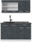 Vicco Singleküche R-Line, Küchenzeile Single, Schwarz Beton/Weiß, 140 cm AP Anthrazit