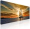 CheQuadro! Quadro mare XXL colorato, quadro grande soggiorno Paesaggio Marittimo con Barca e Tramonto stampa su tela, intelaiato pronto da appendere seal14-80x30 cm