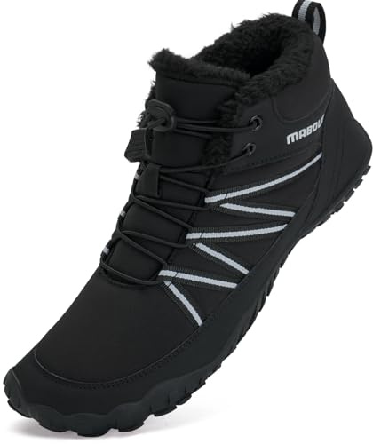 Mabove Chaussures Pieds Nus Bottes d'hiver Hommes Femmes Chaussures de Trail Chaussures d'hiver Chaudement fourrées Bottes de Neige (Noir foncé 40