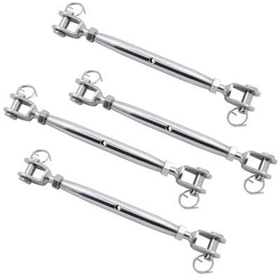 4PCS Stainless Steel 316 Closed Body Turnbuckle Jaw And Jaw M5 M6 M8 High Polished Rigging Hardware Heavy Duty For Boat Yacht (M8) Marine Grade Turnbuckle Set for Sailboat Rigging and Yachti